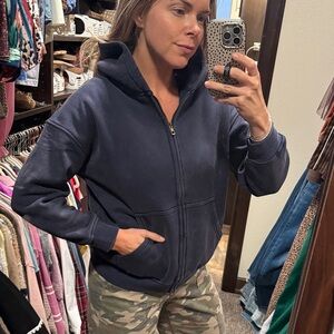 Navy Blue Zip-Up Hoodie